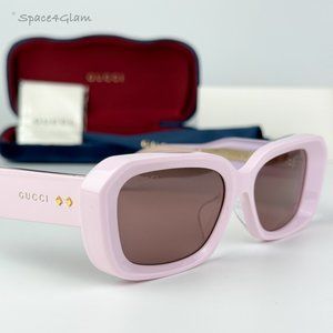 BRAND NEW Gucci GG1531SK 003 Pink Brown Unisex Rectangle Sunglasses